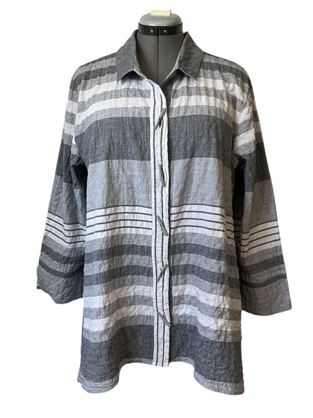 Habitat striped cotton button front tunic shirt top XL